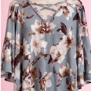 Floral V-Neck Women's Top